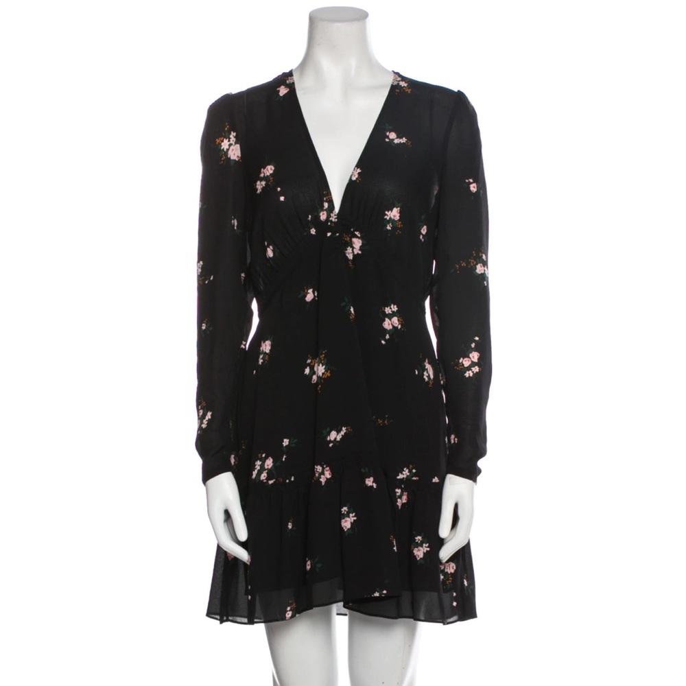 ALC silk floral long sleeve mini dress v neck